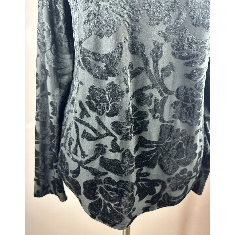 Sundance Bella Grace Floral Velvet Burnout Top Black Long Sleeve Women's Size XL - Picture 8 of 16